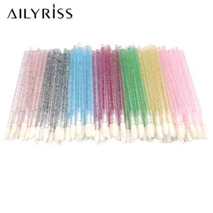 50Pcs/Lot Eyelash Extension Lifting Cleaner Mini Disposable Lip Brushes Glossy Crystal Makeup Applicators Mascara Lipstick Wands