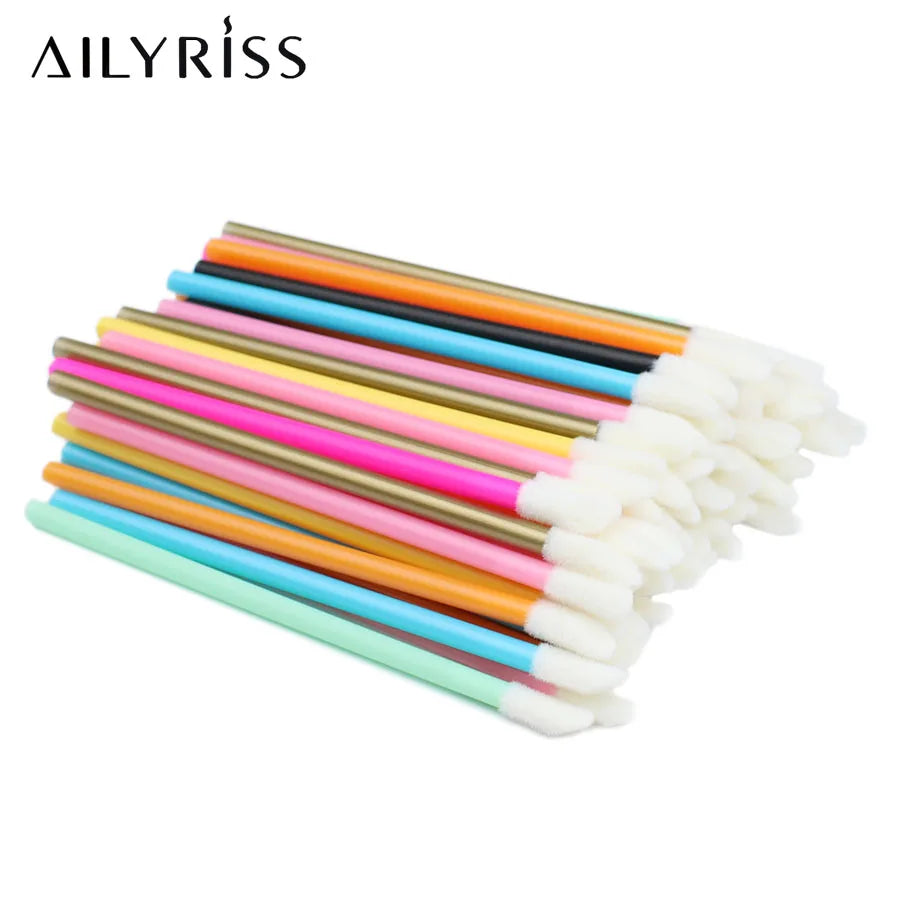 50Pcs/Lot Eyelash Extension Lifting Cleaner Mini Disposable Lip Brushes Glossy Crystal Makeup Applicators Mascara Lipstick Wands