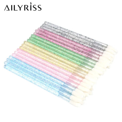 50Pcs/Lot Eyelash Extension Lifting Cleaner Mini Disposable Lip Brushes Glossy Crystal Makeup Applicators Mascara Lipstick Wands