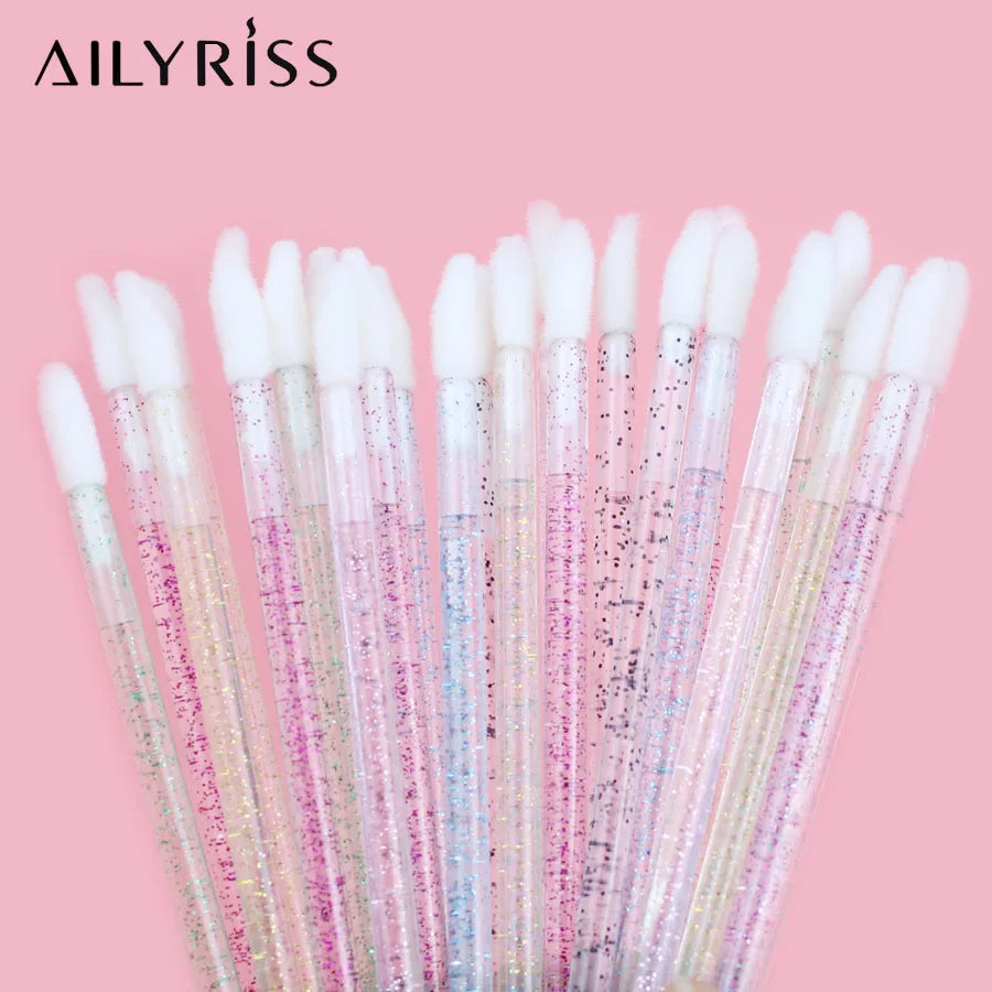 50Pcs/Lot Eyelash Extension Lifting Cleaner Mini Disposable Lip Brushes Glossy Crystal Makeup Applicators Mascara Lipstick Wands