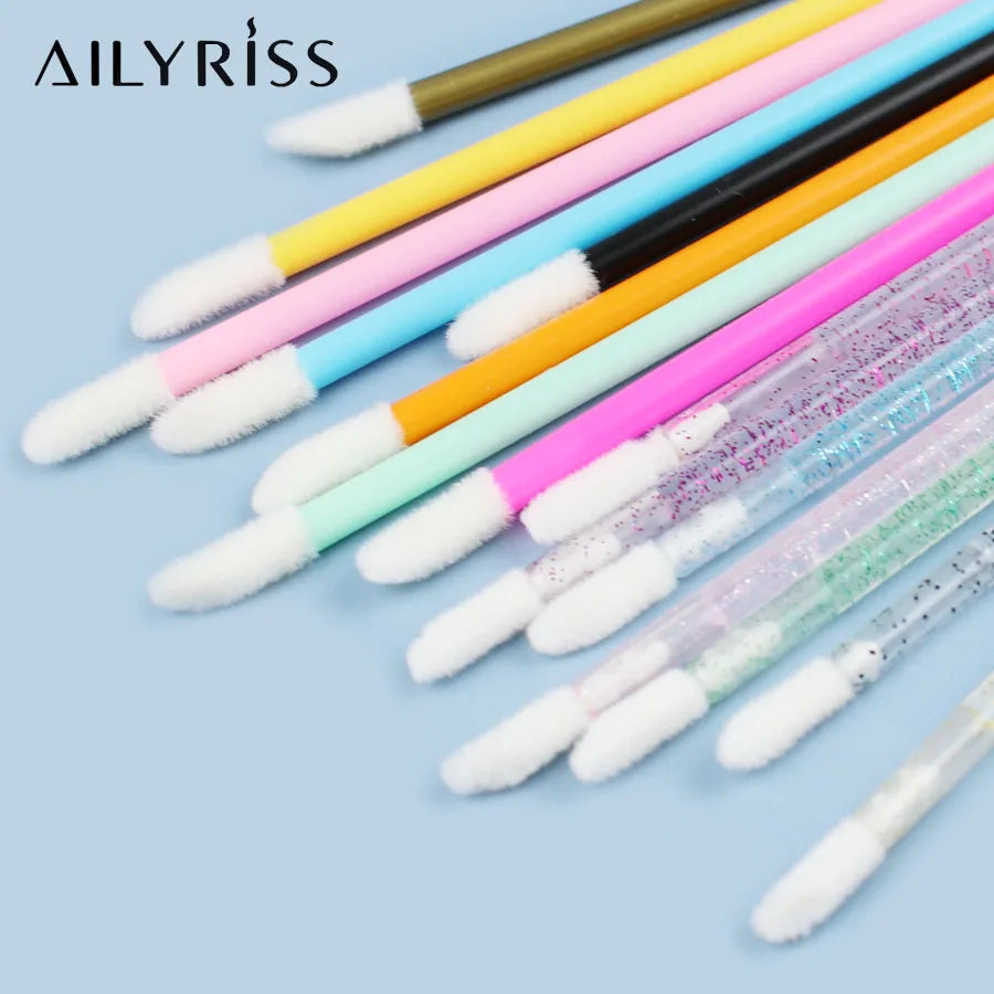 50Pcs/Lot Eyelash Extension Lifting Cleaner Mini Disposable Lip Brushes Glossy Crystal Makeup Applicators Mascara Lipstick Wands