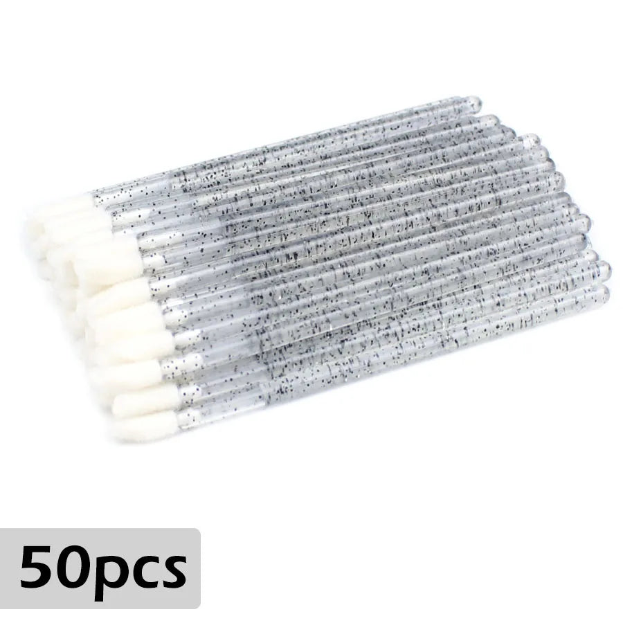 50Pcs/Lot Eyelash Extension Lifting Cleaner Mini Disposable Lip Brushes Glossy Crystal Makeup Applicators Mascara Lipstick Wands