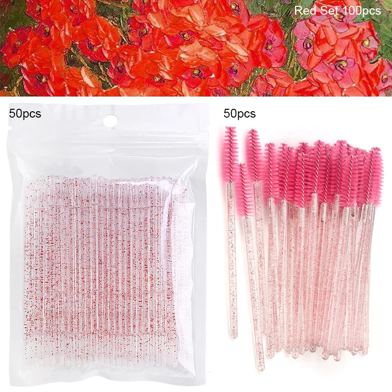 100/200Pc Disposable Makeup Brushes Crystal Lip Gloss Microbrush Mascara Wands Applicator Eyelash Extension Supplies Accessories