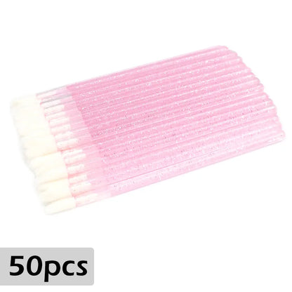 50Pcs/Lot Eyelash Extension Lifting Cleaner Mini Disposable Lip Brushes Glossy Crystal Makeup Applicators Mascara Lipstick Wands