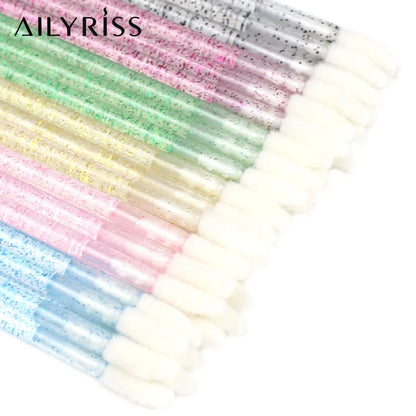 50Pcs/Lot Eyelash Extension Lifting Cleaner Mini Disposable Lip Brushes Glossy Crystal Makeup Applicators Mascara Lipstick Wands