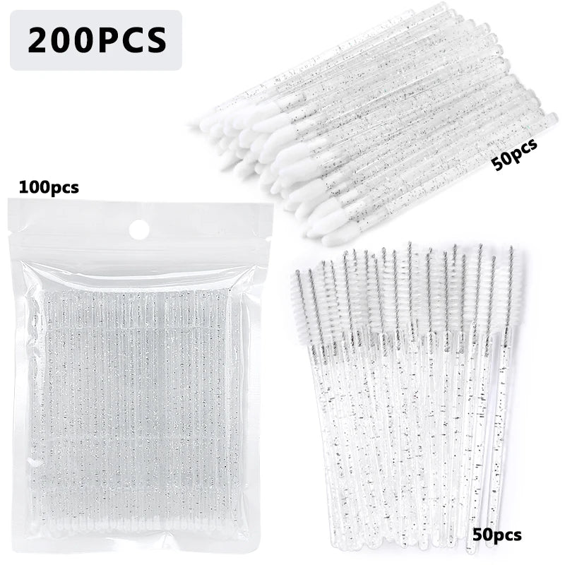 100/200Pc Disposable Makeup Brushes Crystal Lip Gloss Microbrush Mascara Wands Applicator Eyelash Extension Supplies Accessories