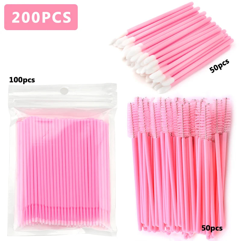 100/200Pc Disposable Makeup Brushes Crystal Lip Gloss Microbrush Mascara Wands Applicator Eyelash Extension Supplies Accessories