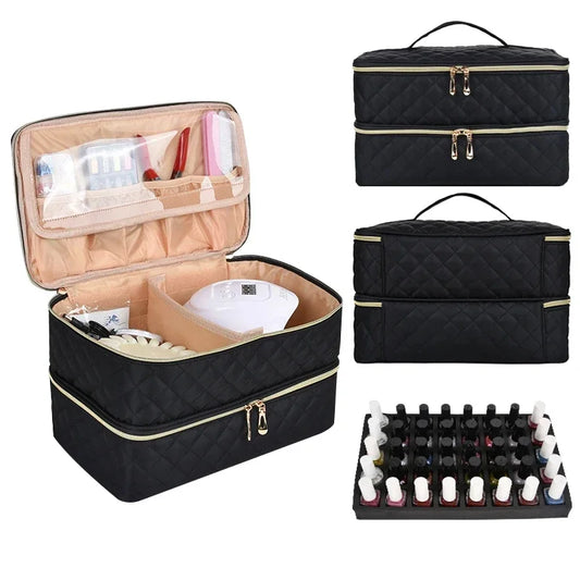 40Bottles Nail Polish Storage Bag Portable Cosmetic Large Handbag Organizer for Travel Essential Oil Bag Nail Tools Storage Box