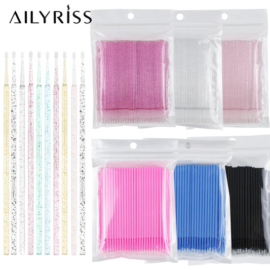 500pcs/lot Disposable Applicator Micro Brushes for Eyelash Extension Lash Cleaning Brushes Lip Brush Sticks Makeup Tools