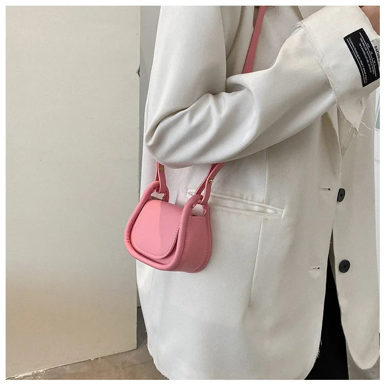 Candy Color Fashion PU Leather Mini Crossbody Bag Shoulder Bags for Women Small Saddle Bag Lipstick Coin Money Pouch Card Holder