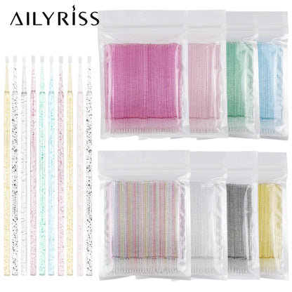 500pcs/lot Disposable Applicator Micro Brushes for Eyelash Extension Lash Cleaning Brushes Lip Brush Sticks Makeup Tools