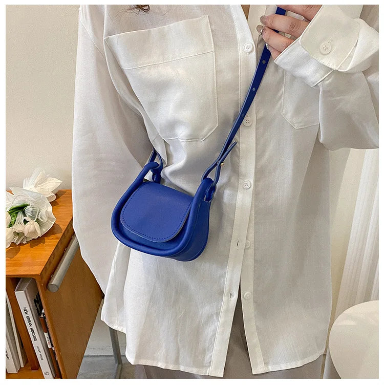 Candy Color Fashion PU Leather Mini Crossbody Bag Shoulder Bags for Women Small Saddle Bag Lipstick Coin Money Pouch Card Holder