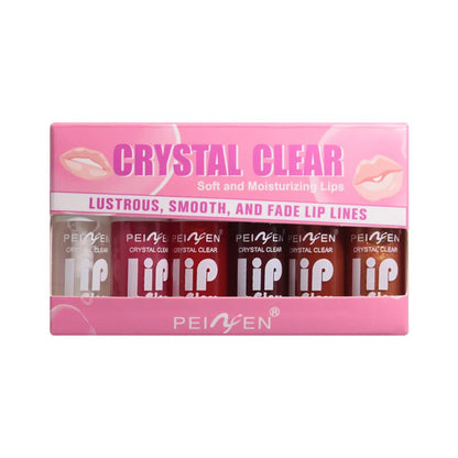 6-pack Lip Care Oil Jelly Moisturizes Lip Enrichment Oil Lasting Doodle Lip Mirror Lip Glaze Non-stick Cup Lipstick Makeup