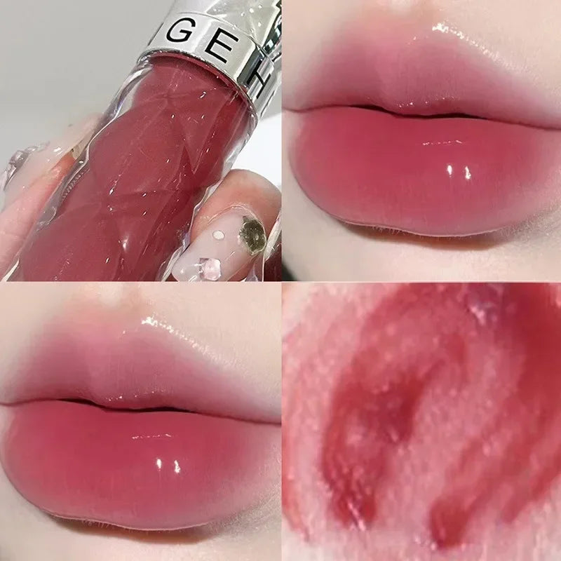 1PC Nude Mirror Lip Gloss Clear Moisturizing Hydrating Water Light Glass Jelly Plump Lip Glaze Oil Lipstick Tint Cosmetic