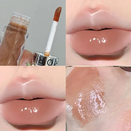 1PC Nude Mirror Lip Gloss Clear Moisturizing Hydrating Water Light Glass Jelly Plump Lip Glaze Oil Lipstick Tint Cosmetic