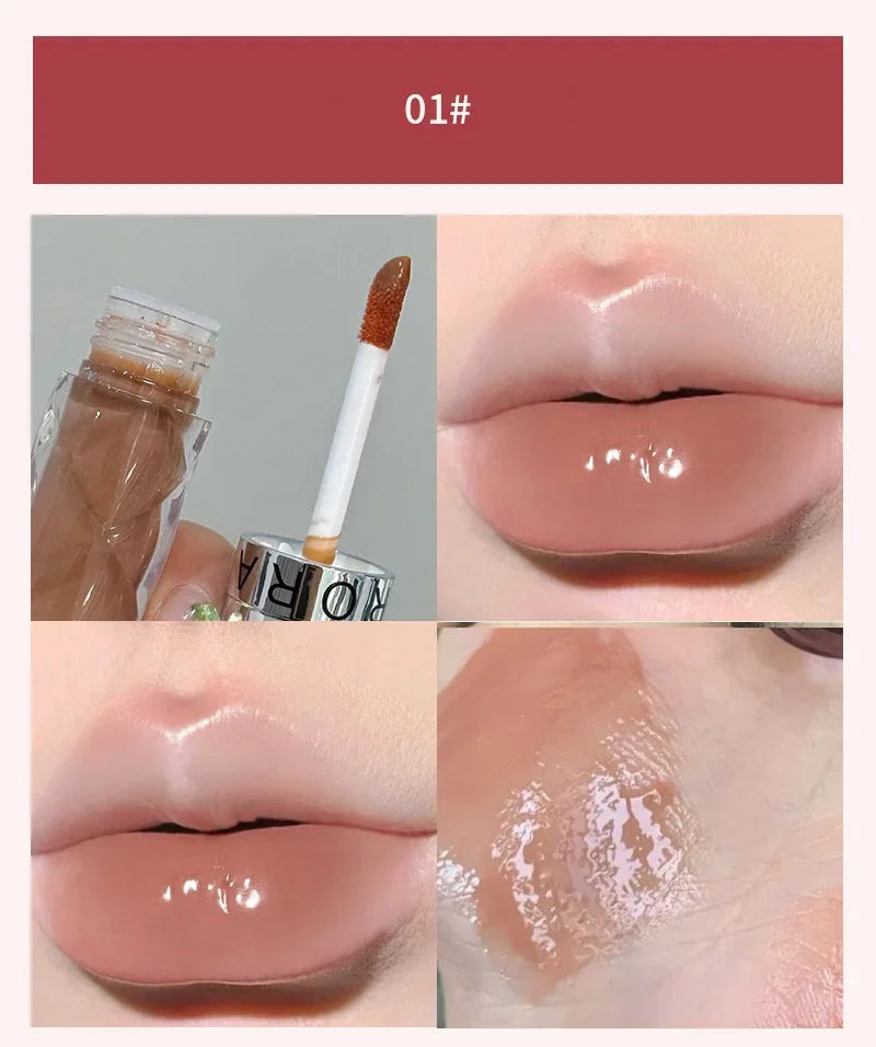 1PC Nude Mirror Lip Gloss Clear Moisturizing Hydrating Water Light Glass Jelly Plump Lip Glaze Oil Lipstick Tint Cosmetic