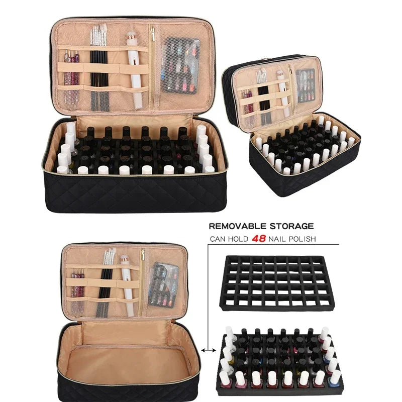 40Bottles Nail Polish Storage Bag Portable Cosmetic Large Handbag Organizer for Travel Essential Oil Bag Nail Tools Storage Box