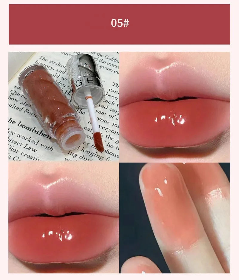 1PC Nude Mirror Lip Gloss Clear Moisturizing Hydrating Water Light Glass Jelly Plump Lip Glaze Oil Lipstick Tint Cosmetic