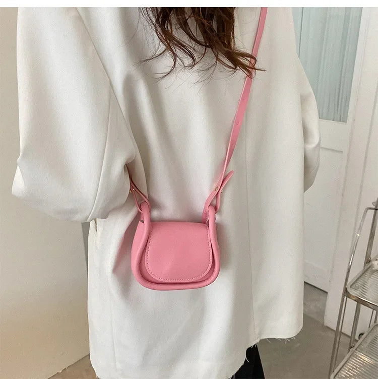 Candy Color Fashion PU Leather Mini Crossbody Bag Shoulder Bags for Women Small Saddle Bag Lipstick Coin Money Pouch Card Holder