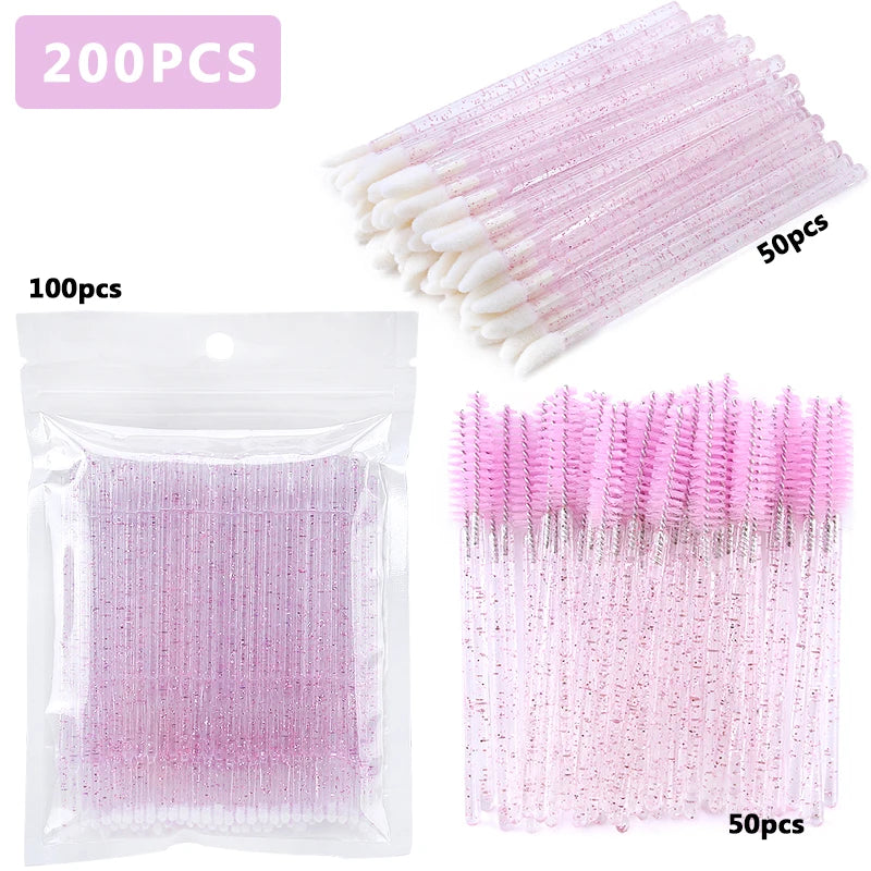 100/200Pc Disposable Makeup Brushes Crystal Lip Gloss Microbrush Mascara Wands Applicator Eyelash Extension Supplies Accessories