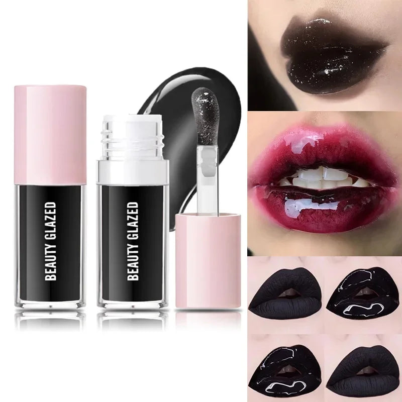 BEAUTY GLAZED black lip oil moisturizing lip plumping lip gloss lipstick